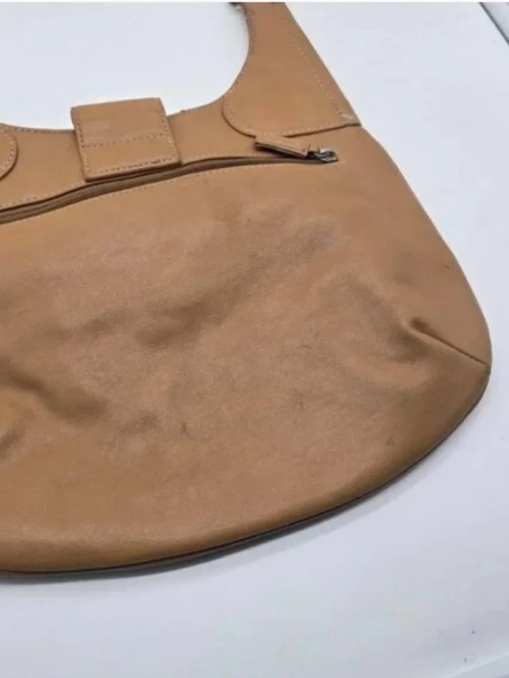 Vintage GUESS Y2K Hobo Shoulder Bag Camel Silver Ring Hardware